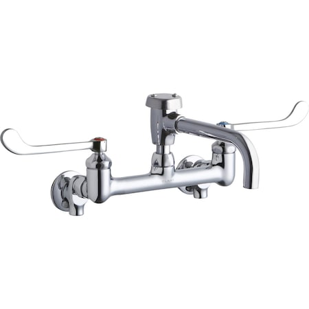 Elkay Elkay 8" Centers Wall Faucet 7" Vented Spout 6" Wsbld Hdl Inlet+Stop LK940VS07T6S